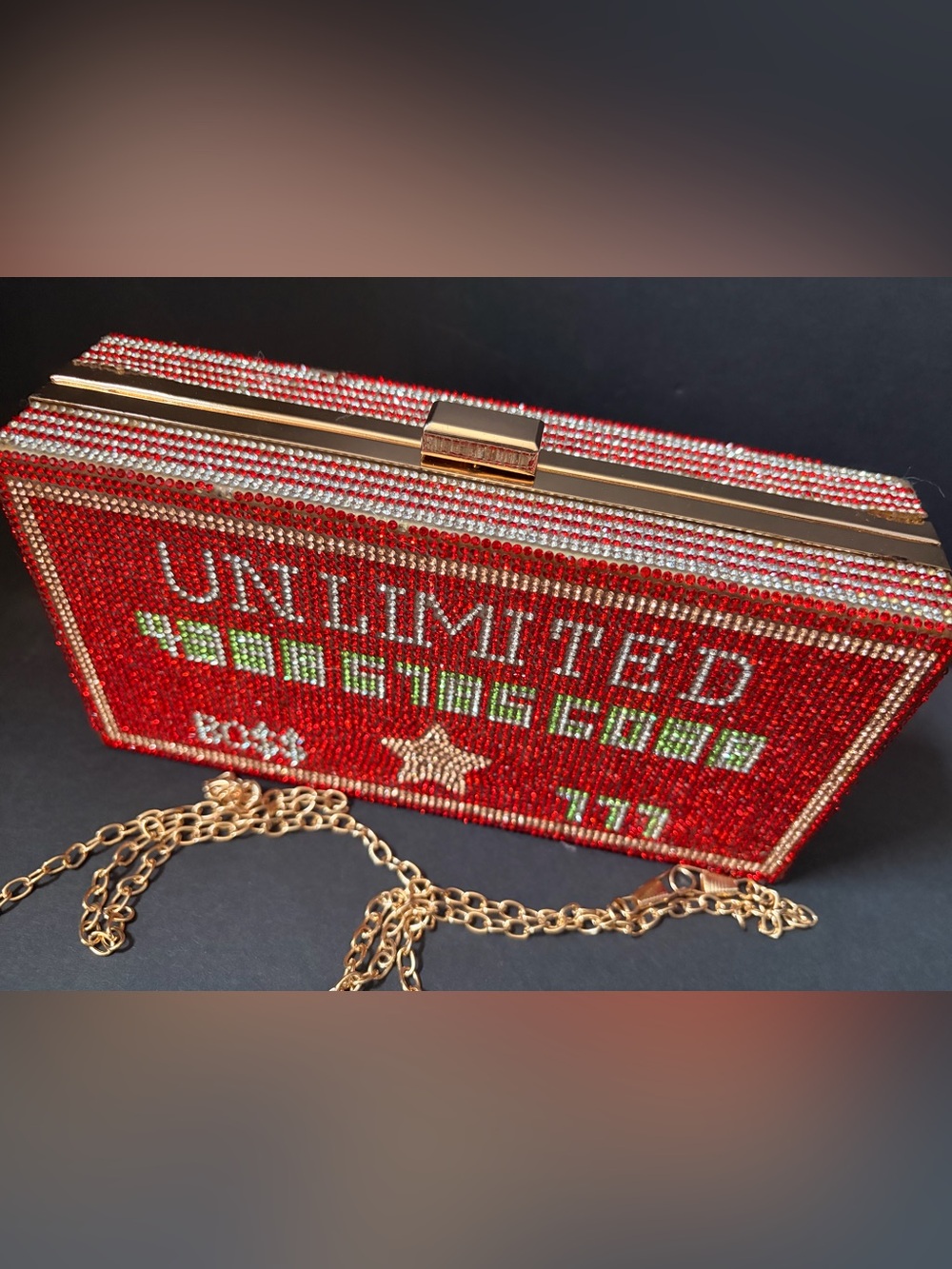 Red Crystal Embellished Evening Clutch - Picture 7 of 7